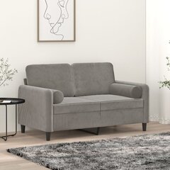 Dvivietė sofa su pagalvėmis vidaXL, pilka kaina ir informacija | Sofos | pigu.lt