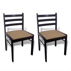 2 medinės valgomojo kėdės kvadratiniu atlošu, rudos цена и информация | Стулья для кухни и столовой | pigu.lt