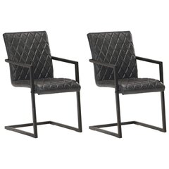 Gembinės valgomojo kėdės, 2vnt., juodos spalvos, tikra oda kaina ir informacija | Virtuvės ir valgomojo kėdės | pigu.lt