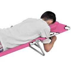 Sulankstomas gultas su pagalvėle, rožinis цена и информация | Шезлонги | pigu.lt