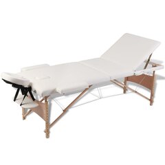 Складной массажный стол, деревянная рама, 3 зоны, кремового цвета цена и информация | Аксессуары для массажа | pigu.lt