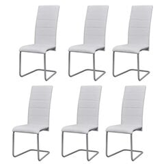 6 кронштейновых обеденных стульев с высокой спинкой, белые цена и информация | Стулья для кухни и столовой | pigu.lt