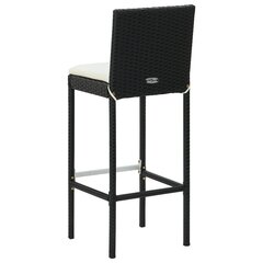 vidaXL Baro taburetės su pagalvėlėmis, 6vnt., juodos, poliratanas kaina ir informacija | Virtuvės ir valgomojo kėdės | pigu.lt