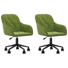 Pasukamos valgomojo kėdės vidaXL, Aksomas, 2vnt., šviesiai žalia kaina ir informacija | Virtuvės ir valgomojo kėdės | pigu.lt