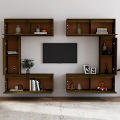 vidaXL Televizoriaus spintelės, 6vnt., medaus rudos, pušies masyvas kaina ir informacija | TV staliukai | pigu.lt
