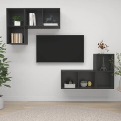 Sieninės spintelės, 4 vnt, pilkos kaina ir informacija | TV staliukai | pigu.lt