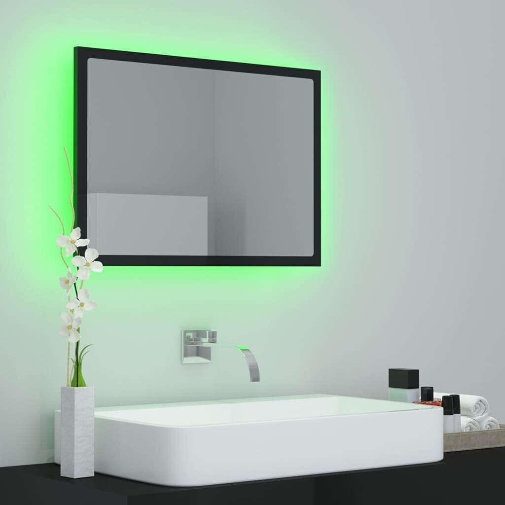 Veidrodis vidaXL LED 60, juodas цена и информация | Vonios veidrodžiai | pigu.lt