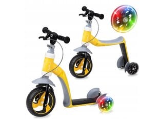 Triratis paspirtukas-dviratukas MoMi Elios Led Rider 2in1, geltonas kaina ir informacija | Triratukai | pigu.lt