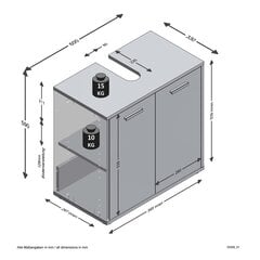 Шкафчик для ванной, 2 дверцы, коричневый цена и информация | Шкафчики для ванной | pigu.lt