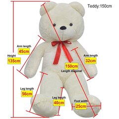 Baltas pliušinis meškinas, 150 cm kaina ir informacija | Minkšti (pliušiniai) žaislai | pigu.lt