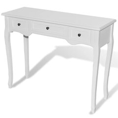 Kosmetinis, konsolinis staliukas su trimis stalčiais, baltas kaina ir informacija | Kavos staliukai | pigu.lt