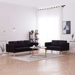 Sofų komplektas, 2d., juodas, audinys цена и информация | Комплекты мягкой мебели | pigu.lt