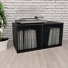 Dėžė vinilinėms plokštelėms, juodos spalvos, 71x34x36cm, MDP kaina ir informacija | Daiktadėžės | pigu.lt