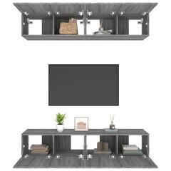 TV spintelės, Mediena, 4vnt., 80x30x30cm, pilka ąžuolo spalva цена и информация | Тумбы под телевизор | pigu.lt