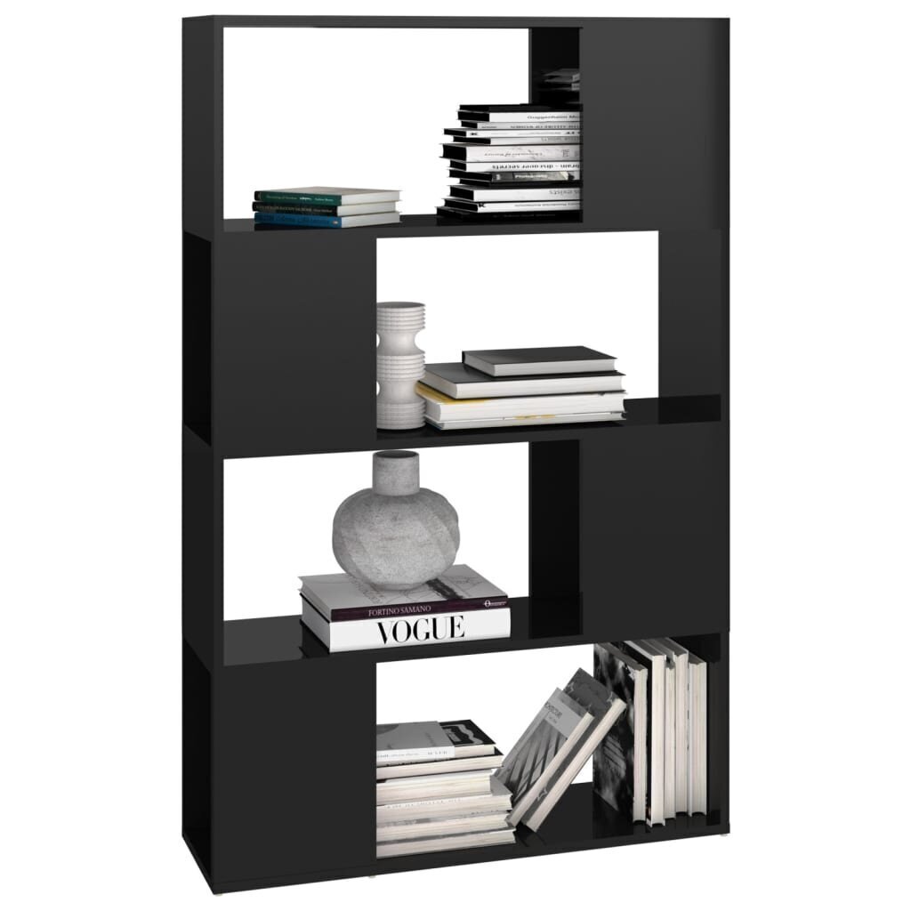 Spintelė knygoms/kambario pertvara, 80x24x124,5 cm, juoda kaina ir informacija | Lentynos | pigu.lt