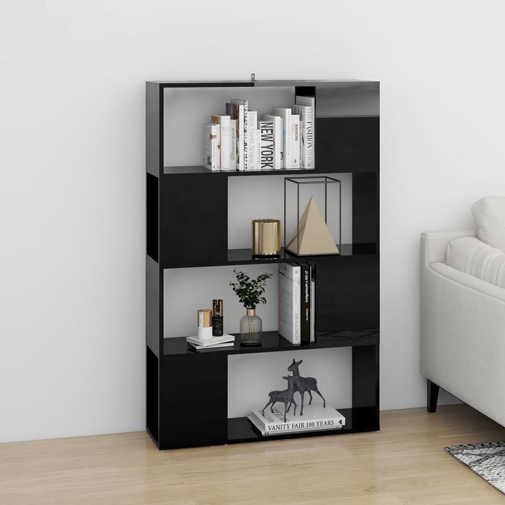 Spintelė knygoms/kambario pertvara, 80x24x124,5 cm, juoda kaina ir informacija | Lentynos | pigu.lt