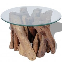 Kavos staliukas, masyvi tikmedžio mediena, 60 cm kaina ir informacija | Kavos staliukai | pigu.lt