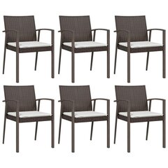6-ių kėdžių komplektas vidaXL, rudas kaina ir informacija | Lauko kėdės, foteliai, pufai | pigu.lt
