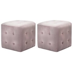 Pufai, 2 vnt., rožinės spalvos, 30x30x30 cm, aksomas (249020) цена и информация | Кресла-мешки и пуфы | pigu.lt