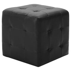 Pufai, 2 vnt., juodos spalvos, 30x30x30 cm, dirbtinė oda цена и информация | Кресла-мешки и пуфы | pigu.lt