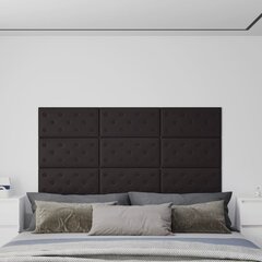 Sienų plokštės, 12vnt., juodos, 60x30cm, dirbtinė oda, 2,16m² kaina ir informacija | Lubų, sienų dekoro elementai | pigu.lt