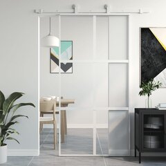 Stumdomos durys baltos 102,5x205cm stiklas ir aliuminis 155218 цена и информация | Межкомнатные двери | pigu.lt