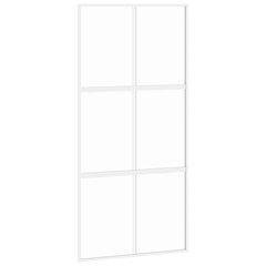 Stumdomos durys baltos 102,5x205cm stiklas ir aliuminis 155218 цена и информация | Межкомнатные двери | pigu.lt