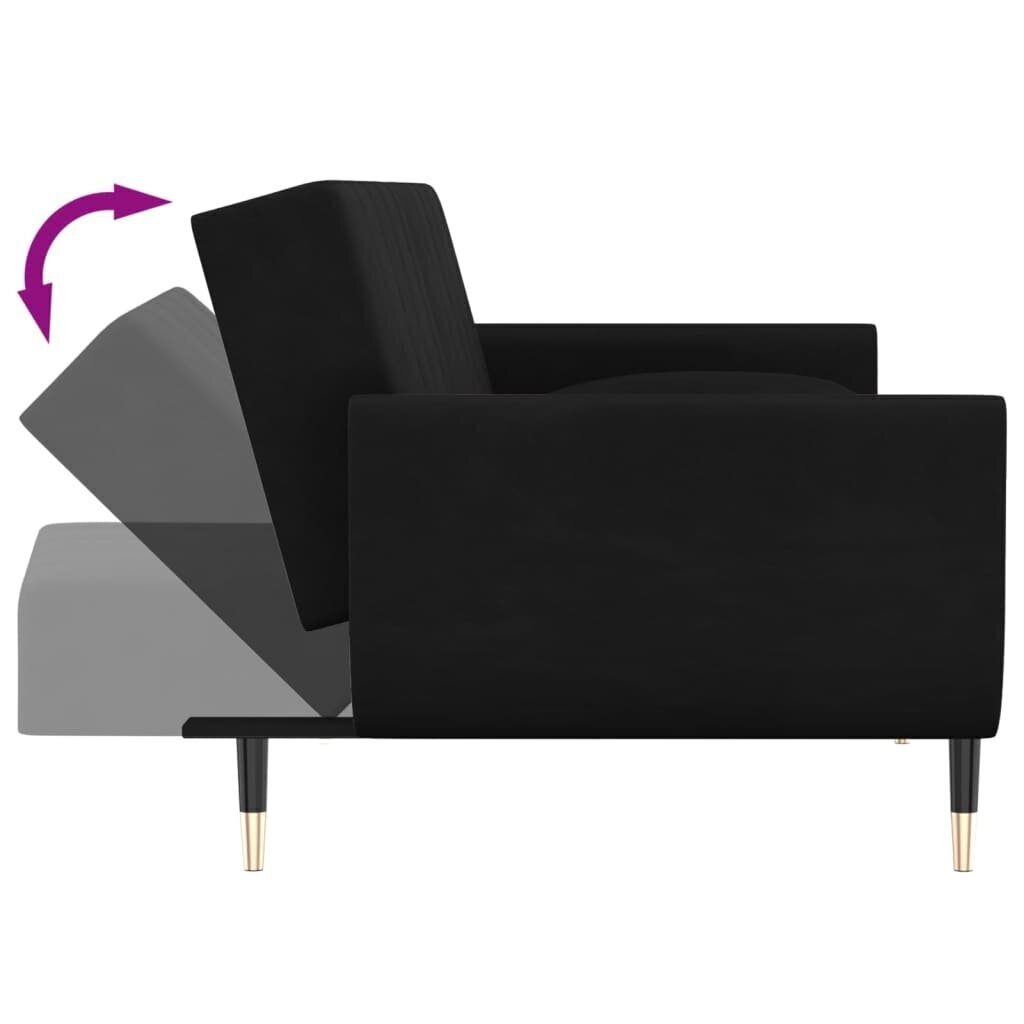 Dvivietė vidaXL sofa-lova, juoda kaina ir informacija | Sofos | pigu.lt