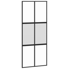 Stumdomos durys juodos 90x205cm grūdintas stiklas/aliuminis 155211 цена и информация | Межкомнатные двери | pigu.lt