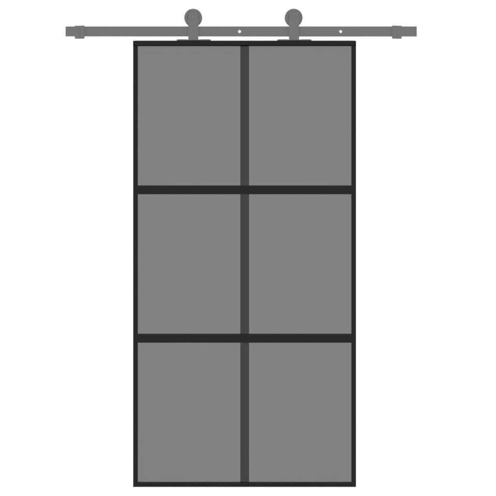 Stumdomos durys juodos 102,5x205cm stiklas ir aliuminis 155215 kaina ir informacija | Vidaus durys | pigu.lt