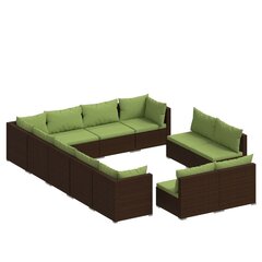 12-os dalių sodo komplektas su pagalvėlėmis vidaXL, rudas kaina ir informacija | Lauko baldų komplektai | pigu.lt