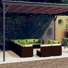 12-os dalių sodo komplektas su pagalvėlėmis vidaXL, rudas kaina ir informacija | Lauko baldų komplektai | pigu.lt