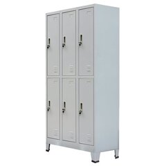 Шкафчик для переодевания, 6 отделений, сталь, 90x45x180 см, серый цена и информация | Стеллажи, полки | pigu.lt