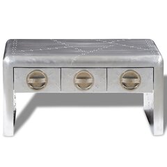 Aviator kavos staliukas iš aliuminio su 3 stalčiais, vintažo stiliaus kaina ir informacija | Kavos staliukai | pigu.lt