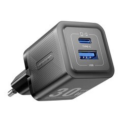 Wall charger, Vention, FEQB0-EU,  USB-C, USB- A, 30W|30W, GaN (black) цена и информация | Зарядные устройства для телефонов | pigu.lt