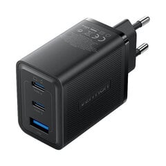 Wall charger, Vention, FERB0-EU,  2xUSB-C, USB- A, 65W|65W|30W, GaN (black) цена и информация | Зарядные устройства для телефонов | pigu.lt