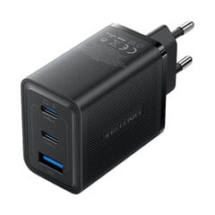 Wall charger, Vention, FERB0-EU,  2xUSB-C, USB- A, 65W|65W|30W, GaN (black) цена и информация | Зарядные устройства для телефонов | pigu.lt