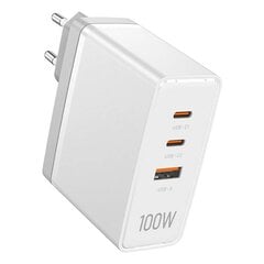 Wall charger, Vention, FEGW0-EU, 2xUSB-C, USB- A, 100W|100W|30W, GaN (white) цена и информация | Зарядные устройства для телефонов | pigu.lt