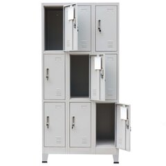 Шкафчик для переодевания, 9 отделений, сталь, 90x45x180 см, серый цена и информация | Стеллажи, полки | pigu.lt