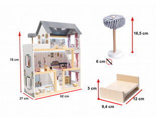 Medinis lėlių namelis su priedais , ikonk kaina ir informacija | Žaislai mergaitėms | pigu.lt