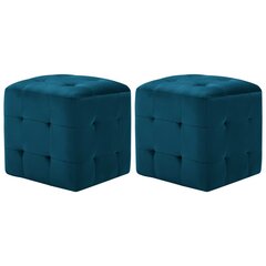 Pufai, 2 vnt., mėlynos spalvos, 30x30x30 cm, aksomas (249016) kaina ir informacija | Sėdmaišiai ir pufai | pigu.lt