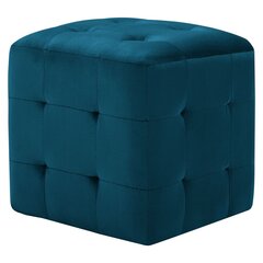 Pufai, 2 vnt., mėlynos spalvos, 30x30x30 cm, aksomas (249016) цена и информация | Кресла-мешки и пуфы | pigu.lt
