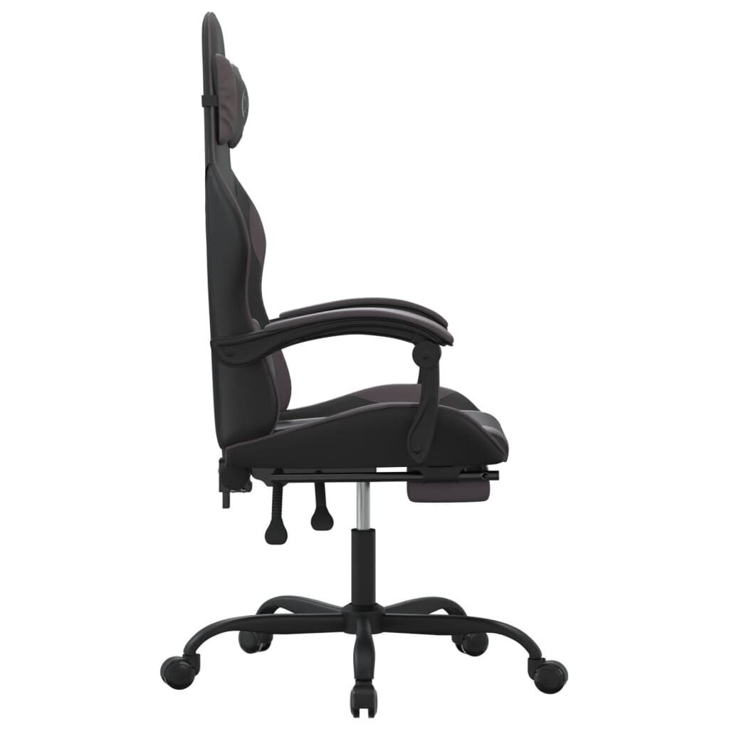 Pasukama žaidimų kėdė su pakoja vidaXL, Dirbtinė oda, juoda/pilka цена и информация | Biuro kėdės | pigu.lt