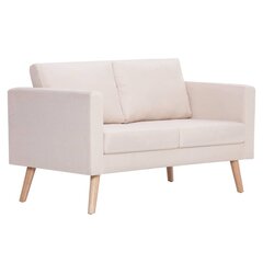 Dvivietė sofa, kreminės spalvos, audinys цена и информация | Диваны | pigu.lt