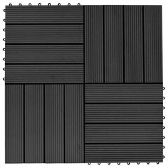 Grindų plytelės WPC, 30x30 cm, juodos kaina ir informacija | Terasos grindys | pigu.lt