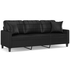 Trivietė sofa vidaXL, juoda kaina ir informacija | Sofos | pigu.lt