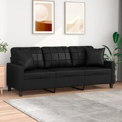 Trivietė sofa vidaXL, juoda kaina ir informacija | Sofos | pigu.lt