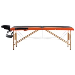 Masažinis stalas, mediena, 2 zonų, juodas ir oranžinis kaina ir informacija | Masažo reikmenys | pigu.lt