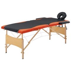 Masažinis stalas, mediena, 2 zonų, juodas ir oranžinis kaina ir informacija | Masažo reikmenys | pigu.lt