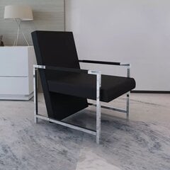 Kubo formos fotelis su chromo kojelėmis, juodas цена и информация | Кресла в гостиную | pigu.lt